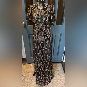 Lularoe Deanne II Maxi Sheer Overlay Embroidered Floral Dress